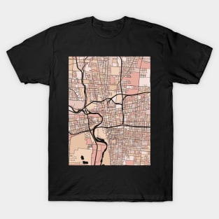 Columbus Map Pattern in Soft Pink Pastels T-Shirt